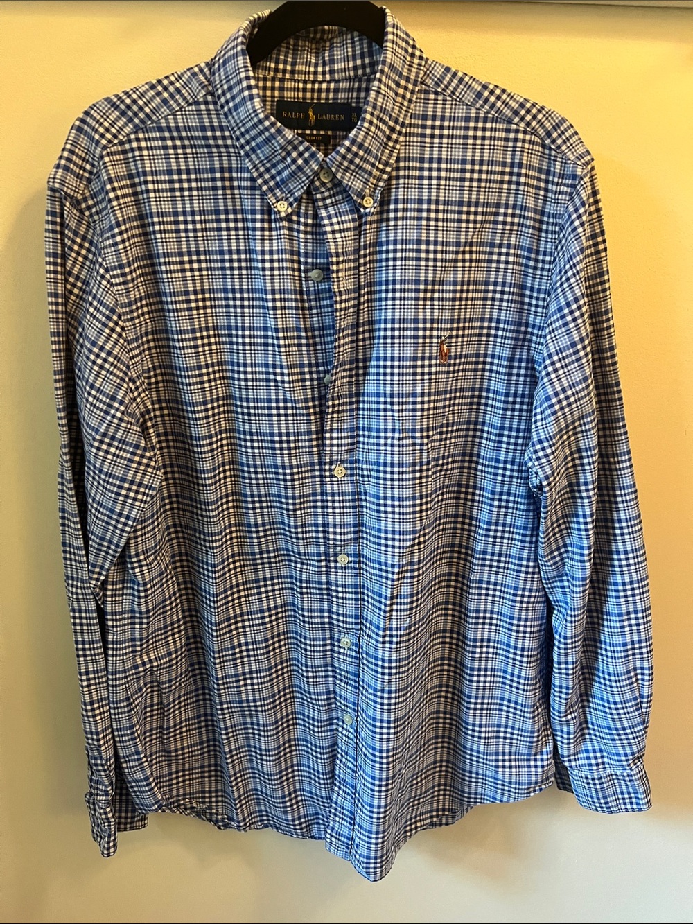 Ralph Lauren Men’s XL Slim Blue Plaid Button-Down Shirt